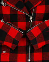 Sandro Women's Buffalo Plaid Wool Shearling Classic Biker Jacket - S