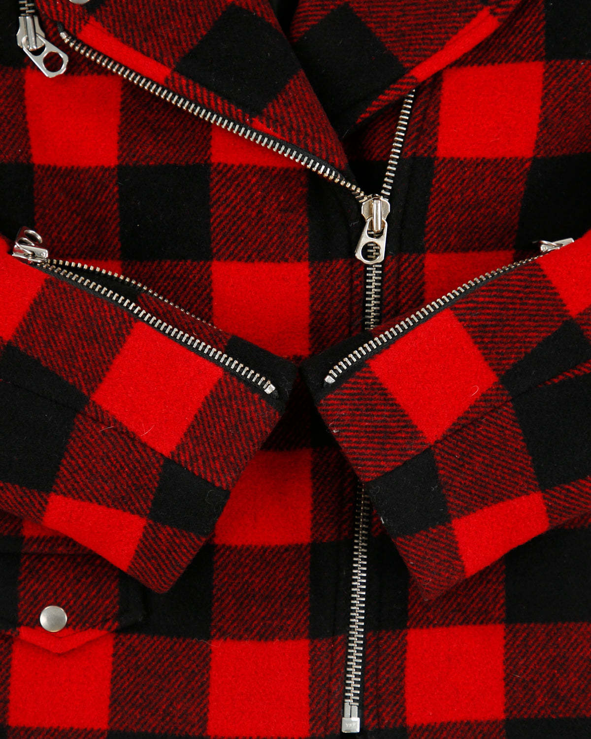 Sandro Women's Buffalo Plaid Wool Shearling Classic Biker Jacket - S