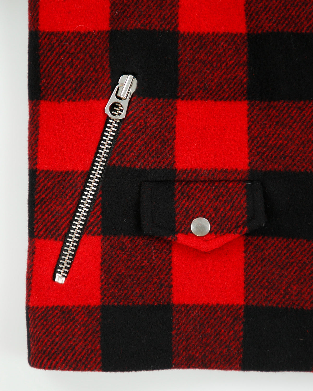 Sandro Women's Buffalo Plaid Wool Shearling Classic Biker Jacket - S