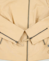 Vintage Y2K 00s Chevignon Women's Camel Tan Calfskin Leather Cafe Racer Biker Jacket - L