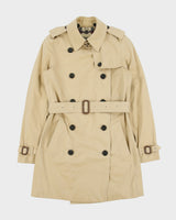 Vintage Y2K 00s Burberry Women's Chelsea Heritage Nova Check Lined Made In England Canvas Mid-Length Double Breasted Trench Coat - XS