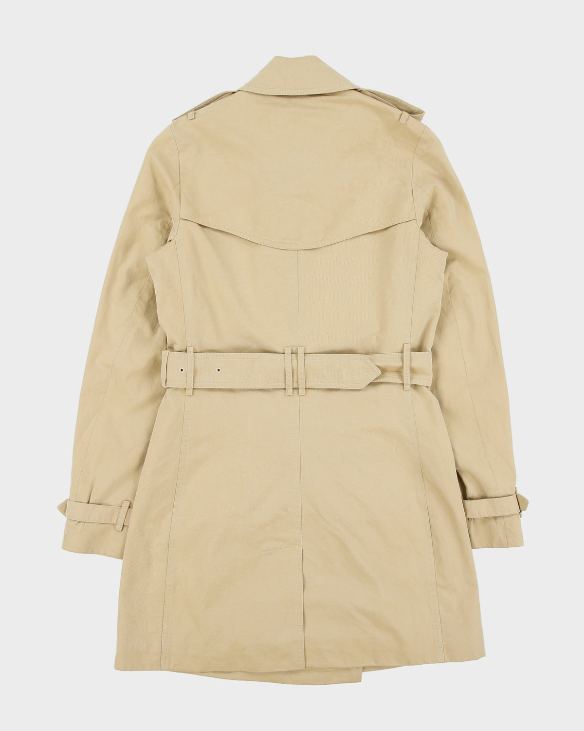 Vintage Y2K 00s Burberry Women's Chelsea Heritage Nova Check Lined Made In England Canvas Mid-Length Double Breasted Trench Coat - XS