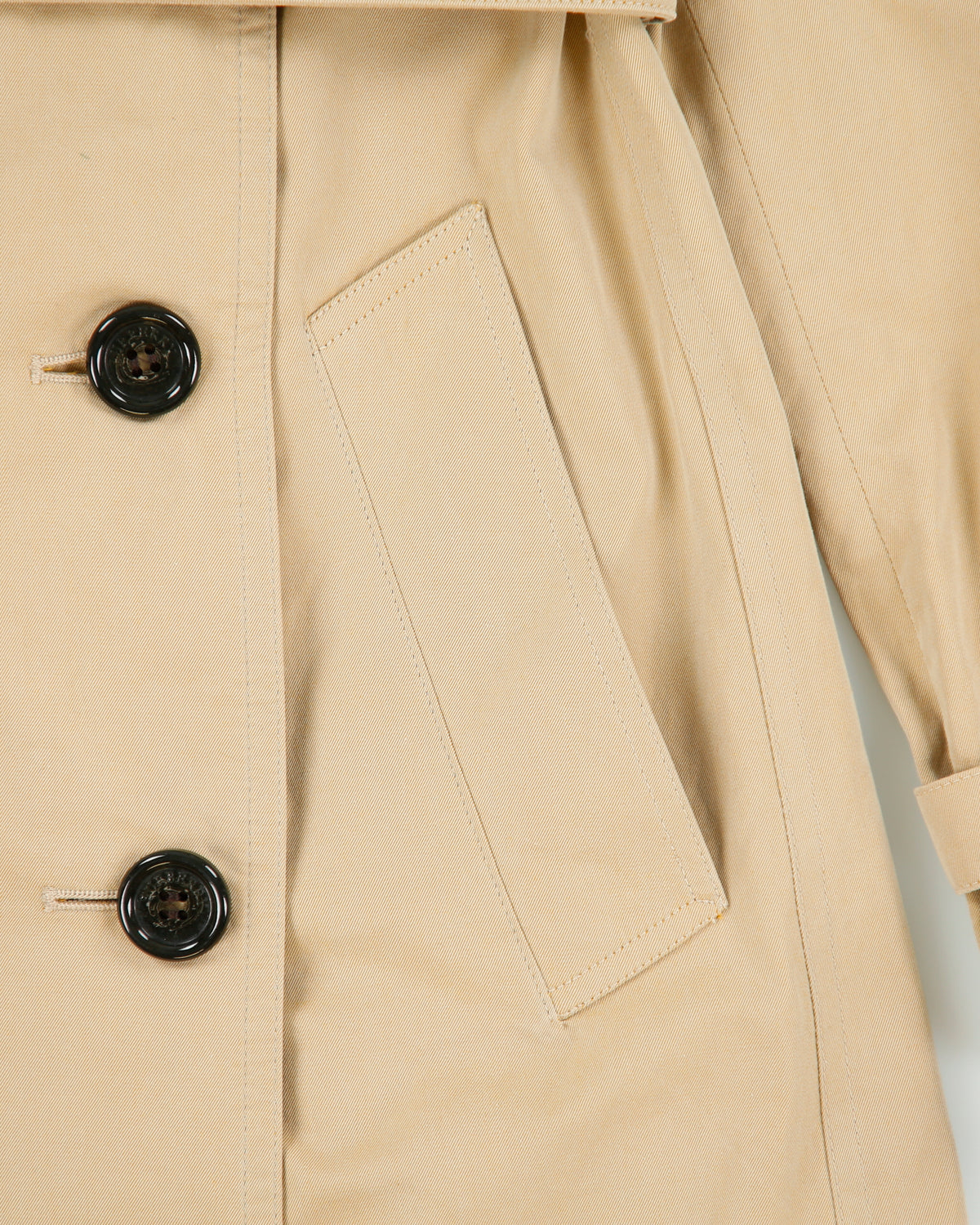 Vintage Y2K 00s Burberry Women's Chelsea Heritage Nova Check Lined Made In England Canvas Mid-Length Double Breasted Trench Coat - XS