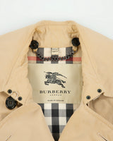 Vintage Y2K 00s Burberry Women's Chelsea Heritage Nova Check Lined Made In England Canvas Mid-Length Double Breasted Trench Coat - XS