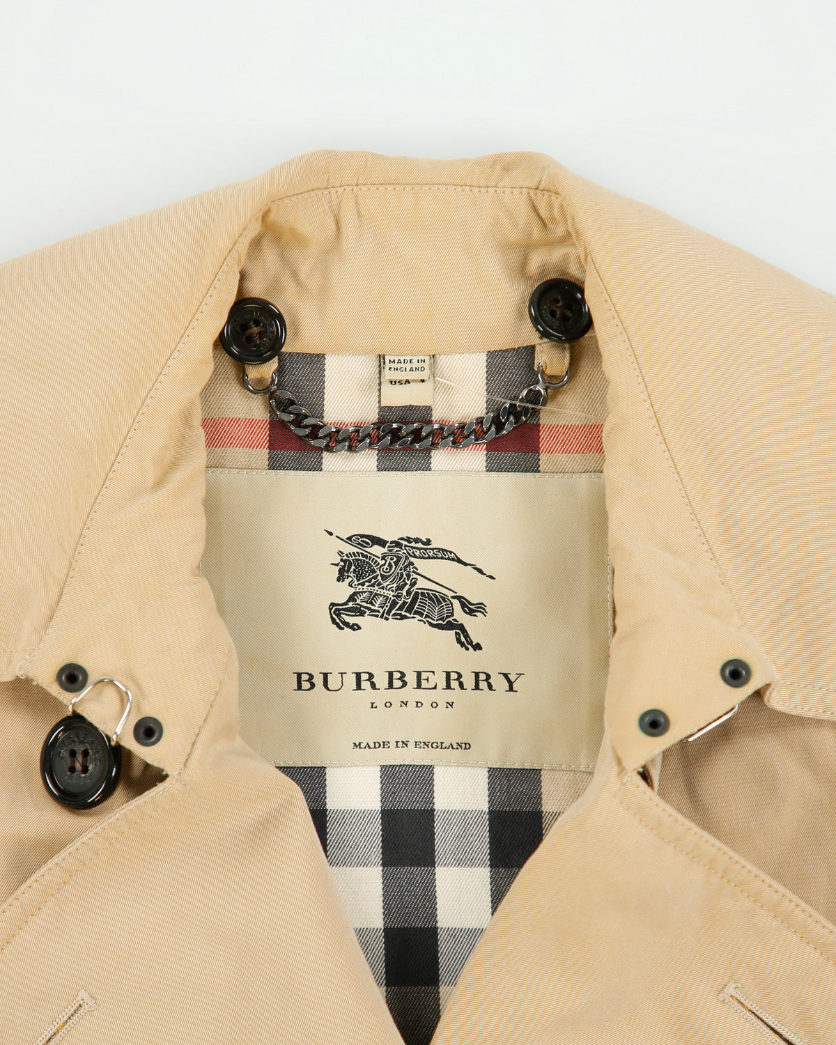 Vintage Y2K 00s Burberry Women's Chelsea Heritage Nova Check Lined Made In England Canvas Mid-Length Double Breasted Trench Coat - XS