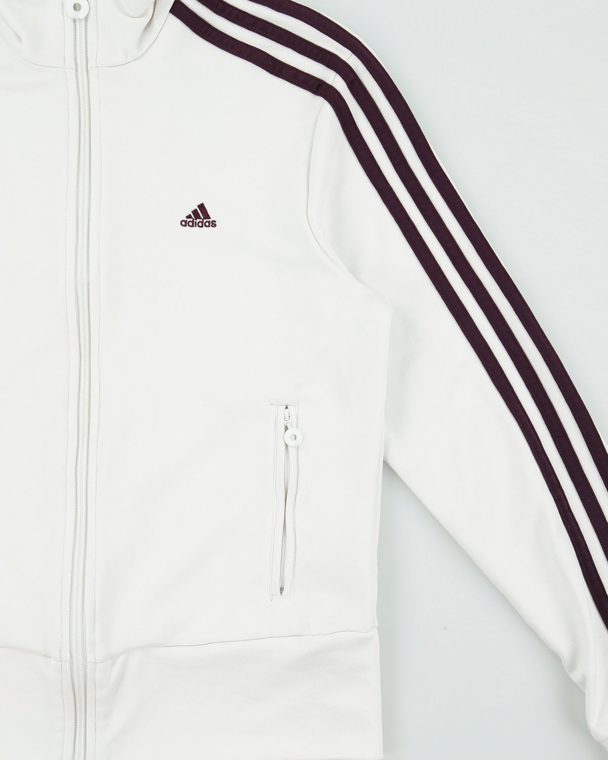 Vintage Y2K 00s Adidas Women's Deep Purple 3-Stripe Funnel-Neck Track Jacket - M