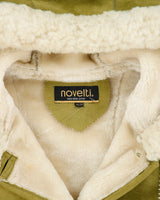 Vintage Y2K 00s Novelti Olive Green Women's Hooded Faux Sheepskin Shearling Jacket - M