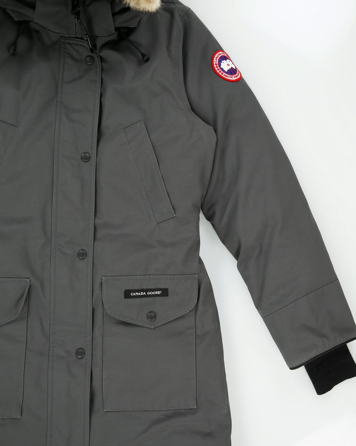 Canada Goose Women's Graphite 6550L Trillium Heritage Made In Canada 625 Fill Duck Down Mid-Length Parka - M