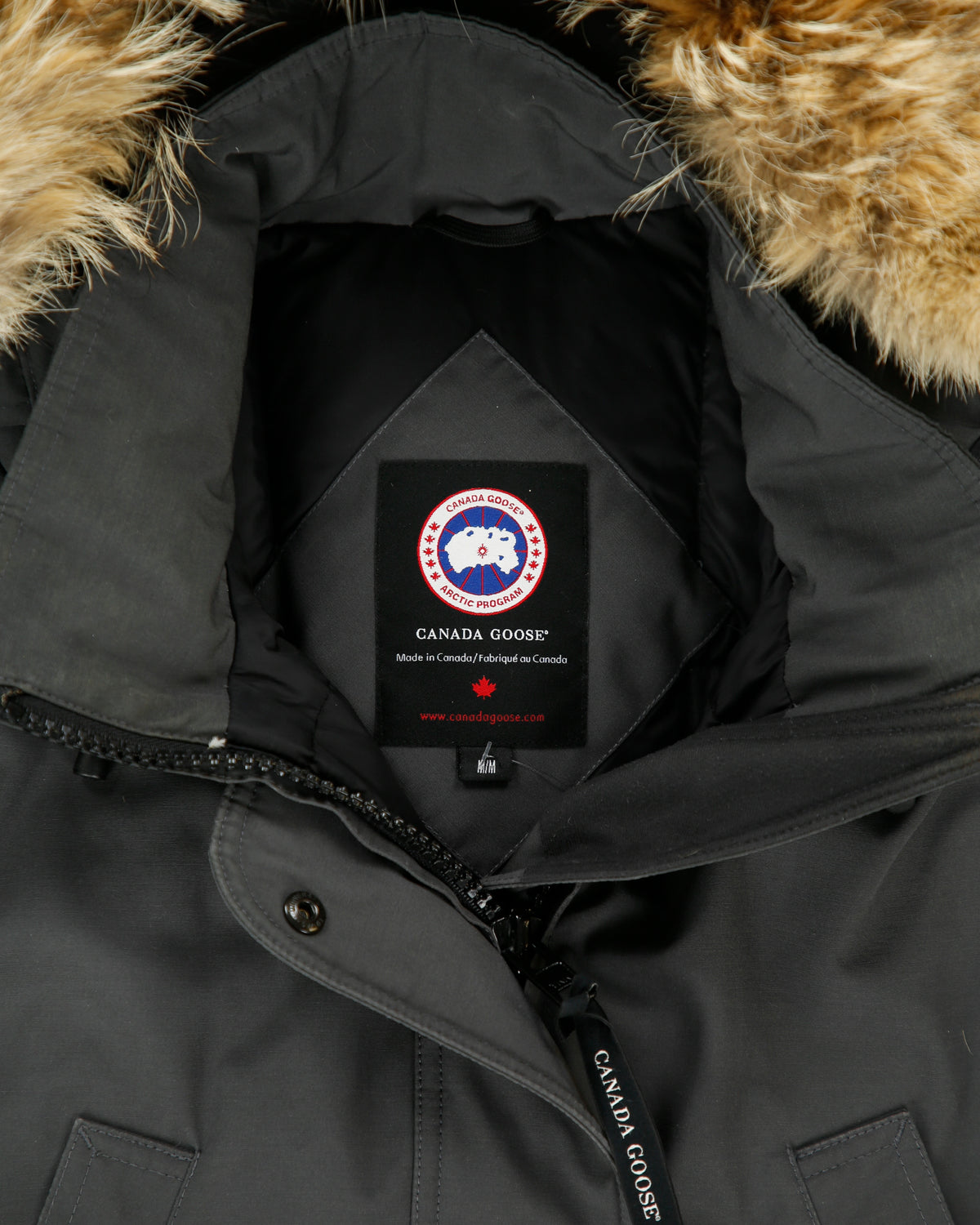 Canada Goose Women's Graphite 6550L Trillium Heritage Made In Canada 625 Fill Duck Down Mid-Length Parka - M