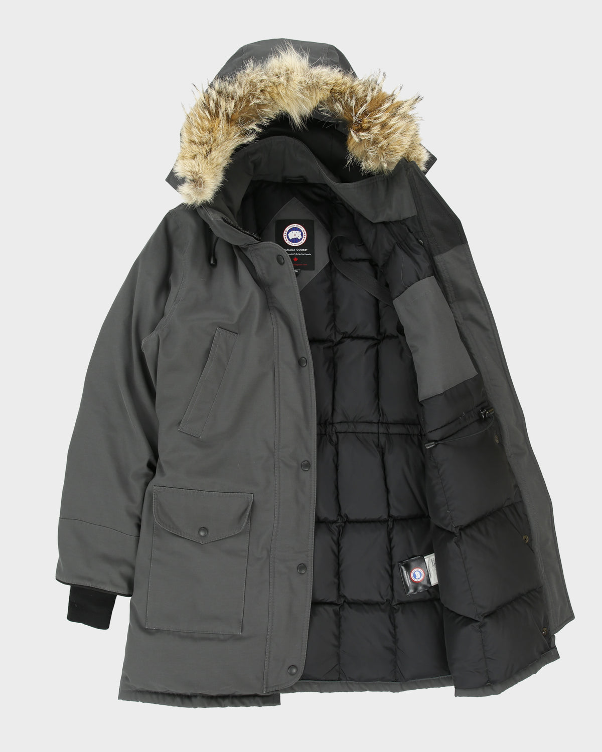 Canada Goose Women's Graphite 6550L Trillium Heritage Made In Canada 625 Fill Duck Down Mid-Length Parka - M