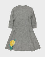 Vintage Fall 1998 Runway Gianni Versace Women's Floral Houndstooth Linen Single Breasted Evening Coat - M