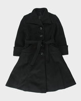 Vintage 1970s Monteselli France Women's Wool Union Made In Canada Belted Peak Lapel Over Coat - S