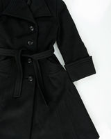 Vintage 1970s Monteselli France Women's Wool Union Made In Canada Belted Peak Lapel Over Coat - S