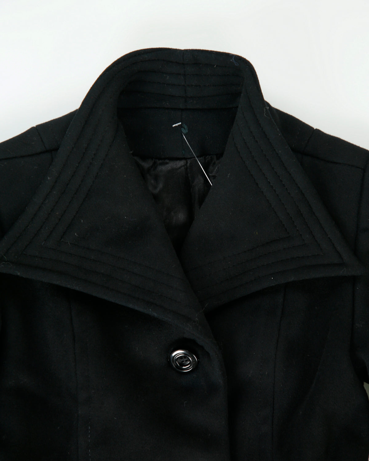 Vintage 1970s Monteselli France Women's Wool Union Made In Canada Belted Peak Lapel Over Coat - S