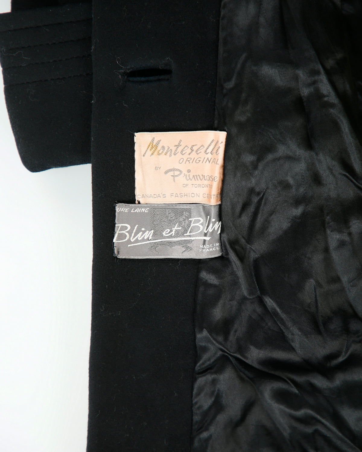 Vintage 1970s Monteselli France Women's Wool Union Made In Canada Belted Peak Lapel Over Coat - S