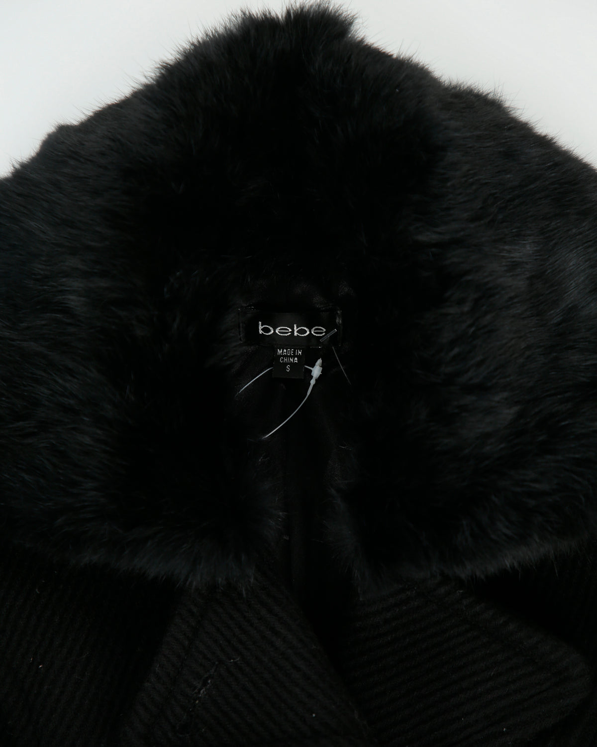Vintage Y2K 00s Bebe Women's Rib Wool Angora Fur Belted Over Coat - S