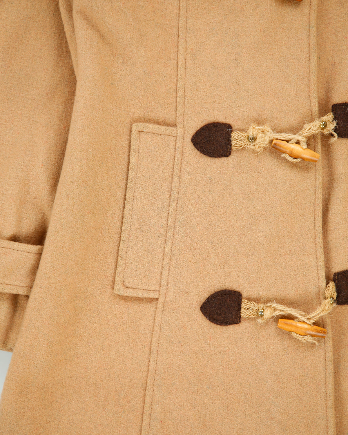 Vintage 1960s Niccolini Nicolette Women's Tan Wool Union Made In USA Duffel Coat - S