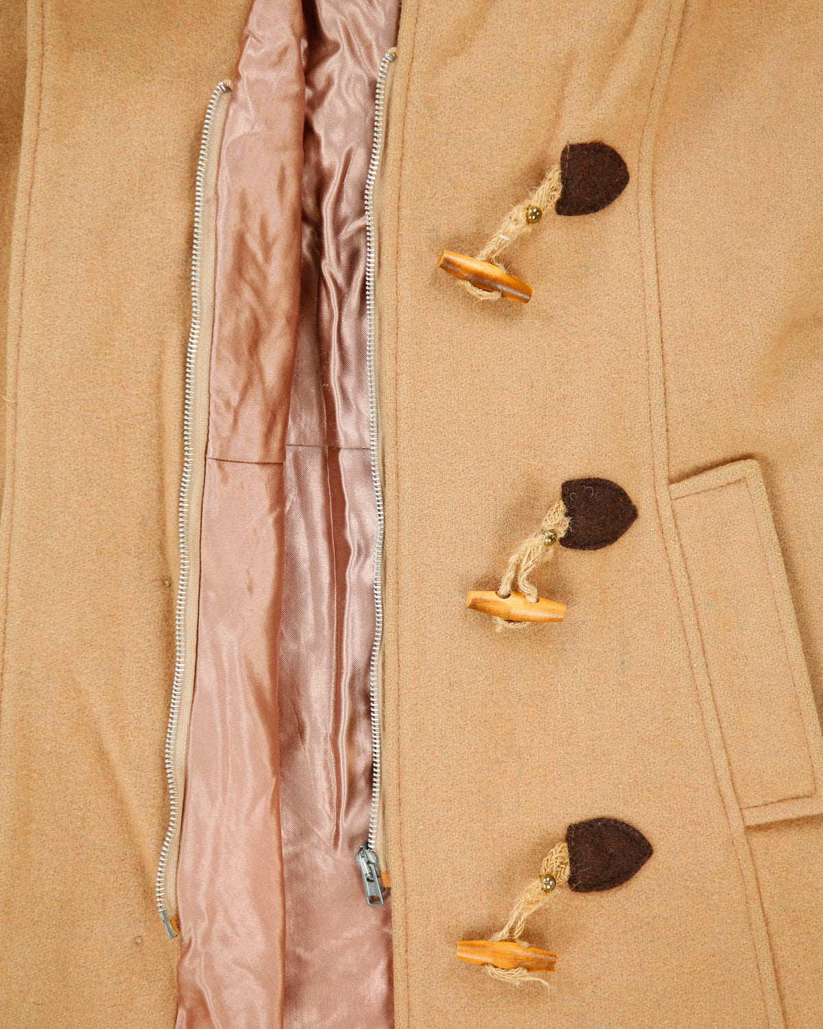 Vintage 1960s Niccolini Nicolette Women's Tan Wool Union Made In USA Duffel Coat - S