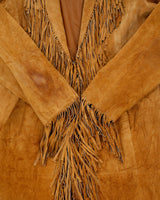 Vintage Y2K 00s Le Chateau Women's Tan Leather Western Fringe Cowboy Coat - M