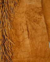 Vintage Y2K 00s Le Chateau Women's Tan Leather Western Fringe Cowboy Coat - M