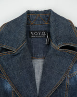 Vintage Y2K 00s Y.O.Y.O Women's Indigo Denim Belted Trench Coat - M