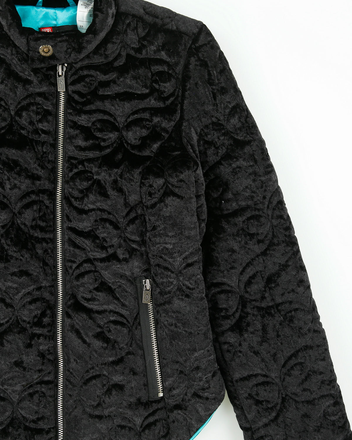 Vintage Y2K 00s Diesel Padded Quilted Velour Satin Lined Jacket - M