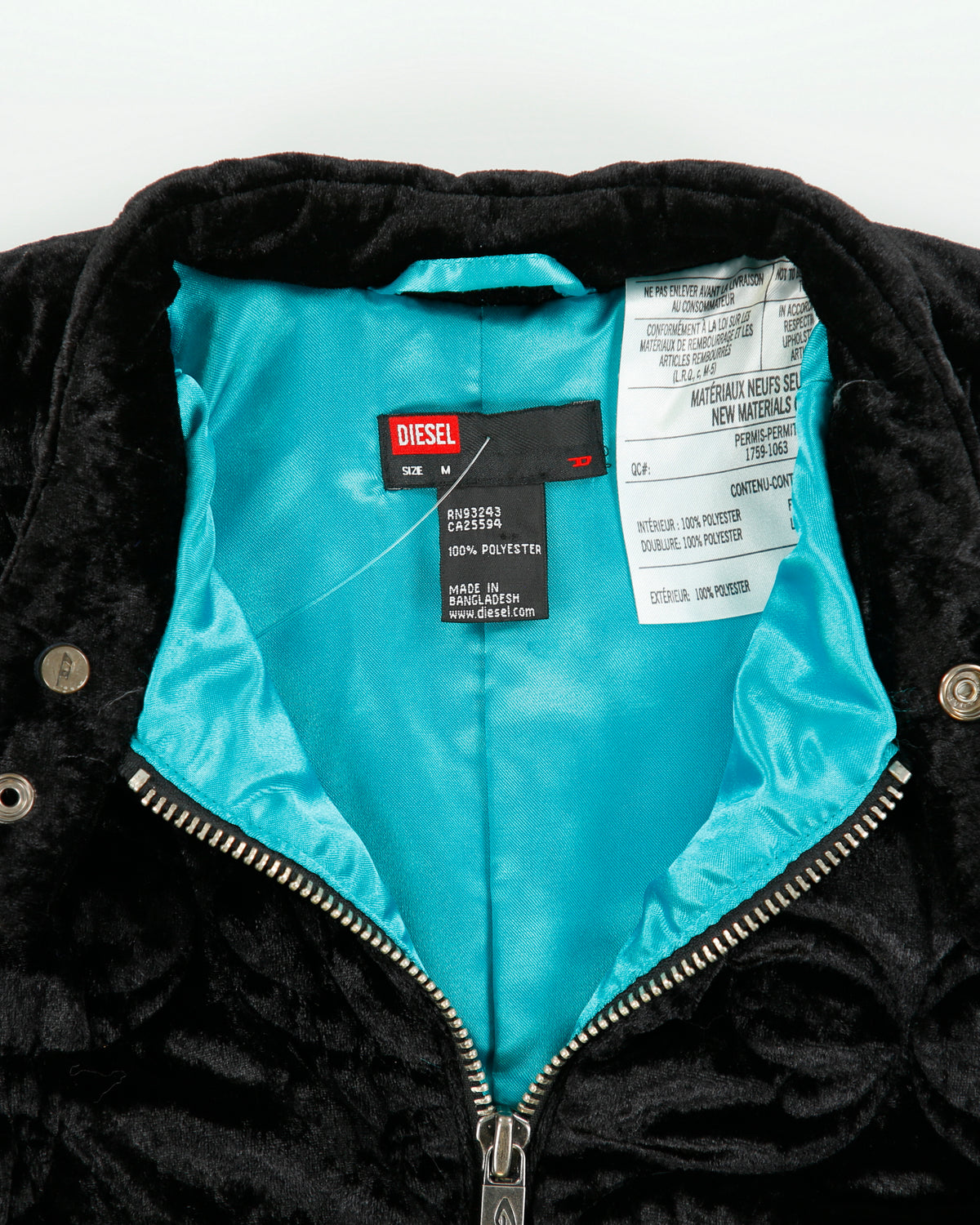 Vintage Y2K 00s Diesel Padded Quilted Velour Satin Lined Jacket - M