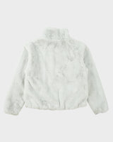 Nike Sportswear Women's Baby Blue Oversized Swoosh Faux Fur Jacket - S