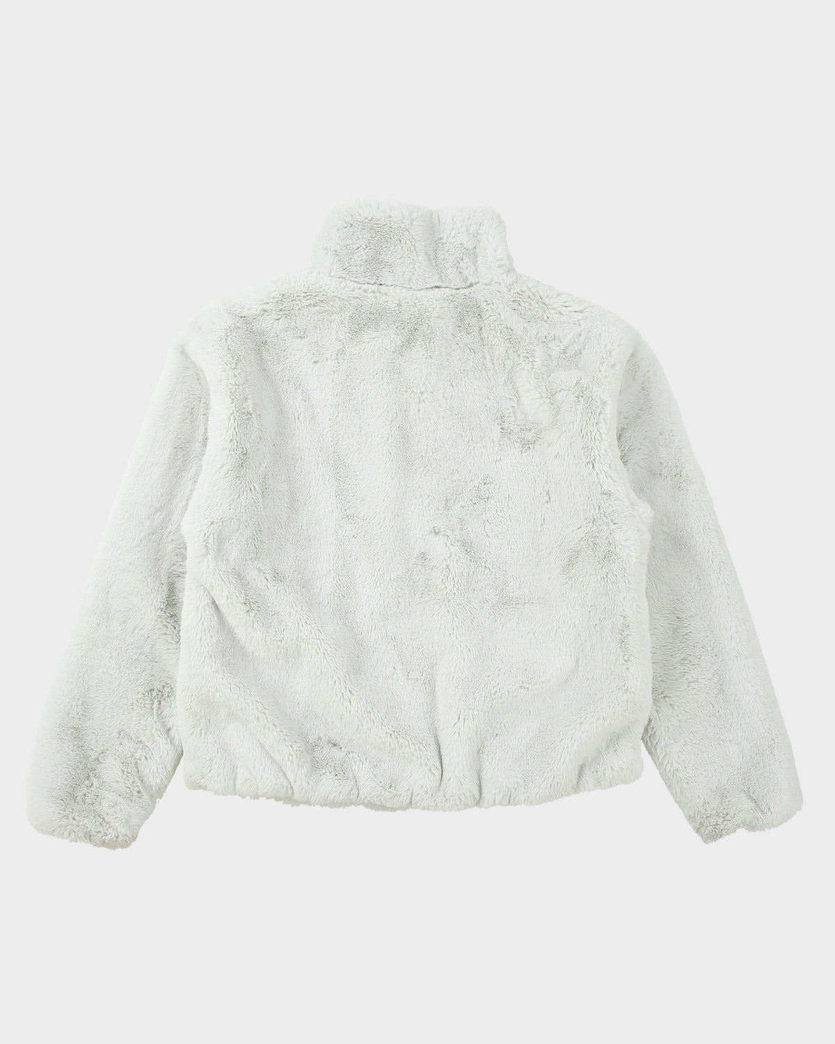 Nike Sportswear Women's Baby Blue Oversized Swoosh Faux Fur Jacket - S
