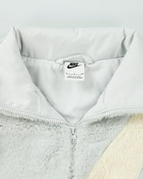 Nike Sportswear Women's Baby Blue Oversized Swoosh Faux Fur Jacket - S