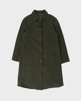 Vintage Fall 1999 Poor Boy Dark Green Women's Wool Blend Made In Canada Mid Length Overcoat - M