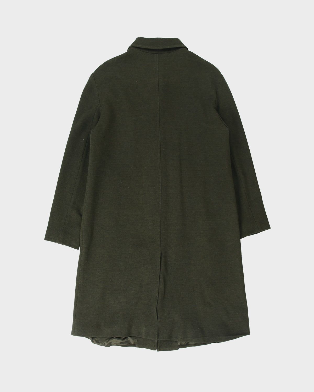 Vintage Fall 1999 Poor Boy Dark Green Women's Wool Blend Made In Canada Mid Length Overcoat - M