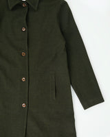 Vintage Fall 1999 Poor Boy Dark Green Women's Wool Blend Made In Canada Mid Length Overcoat - M