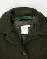 Vintage Fall 1999 Poor Boy Dark Green Women's Wool Blend Made In Canada Mid Length Overcoat - M
