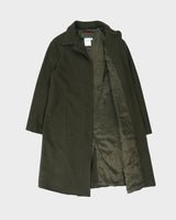 Vintage Fall 1999 Poor Boy Dark Green Women's Wool Blend Made In Canada Mid Length Overcoat - M