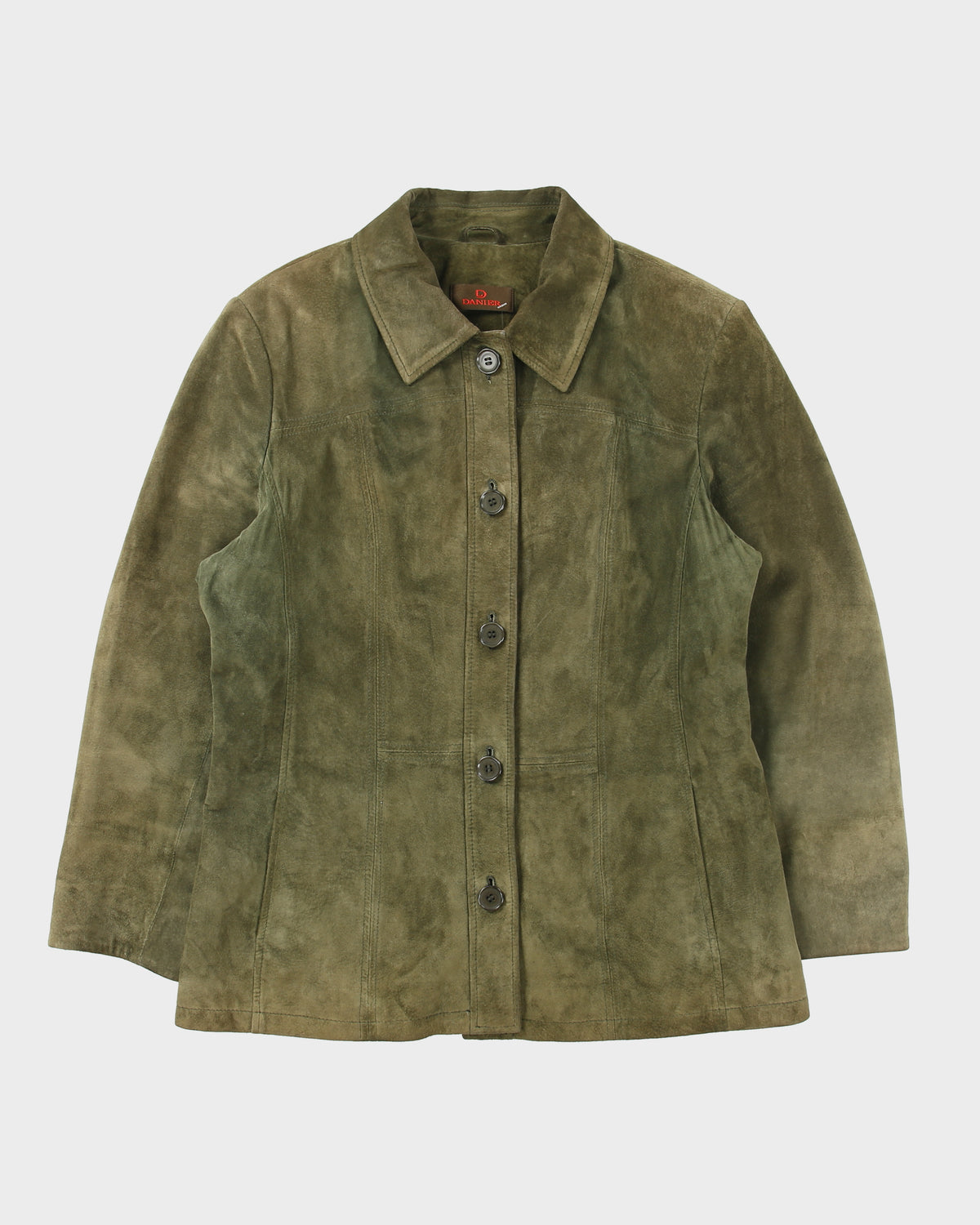 Vintage Y2K 00s Danier Women's Olive Suede Button-Up Jacket - M