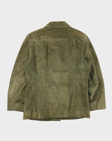 Vintage Y2K 00s Danier Women's Olive Suede Button-Up Jacket - M