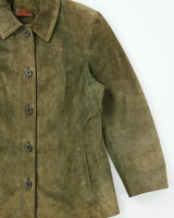 Vintage Y2K 00s Danier Women's Olive Suede Button-Up Jacket - M