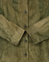 Vintage Y2K 00s Danier Women's Olive Suede Button-Up Jacket - M