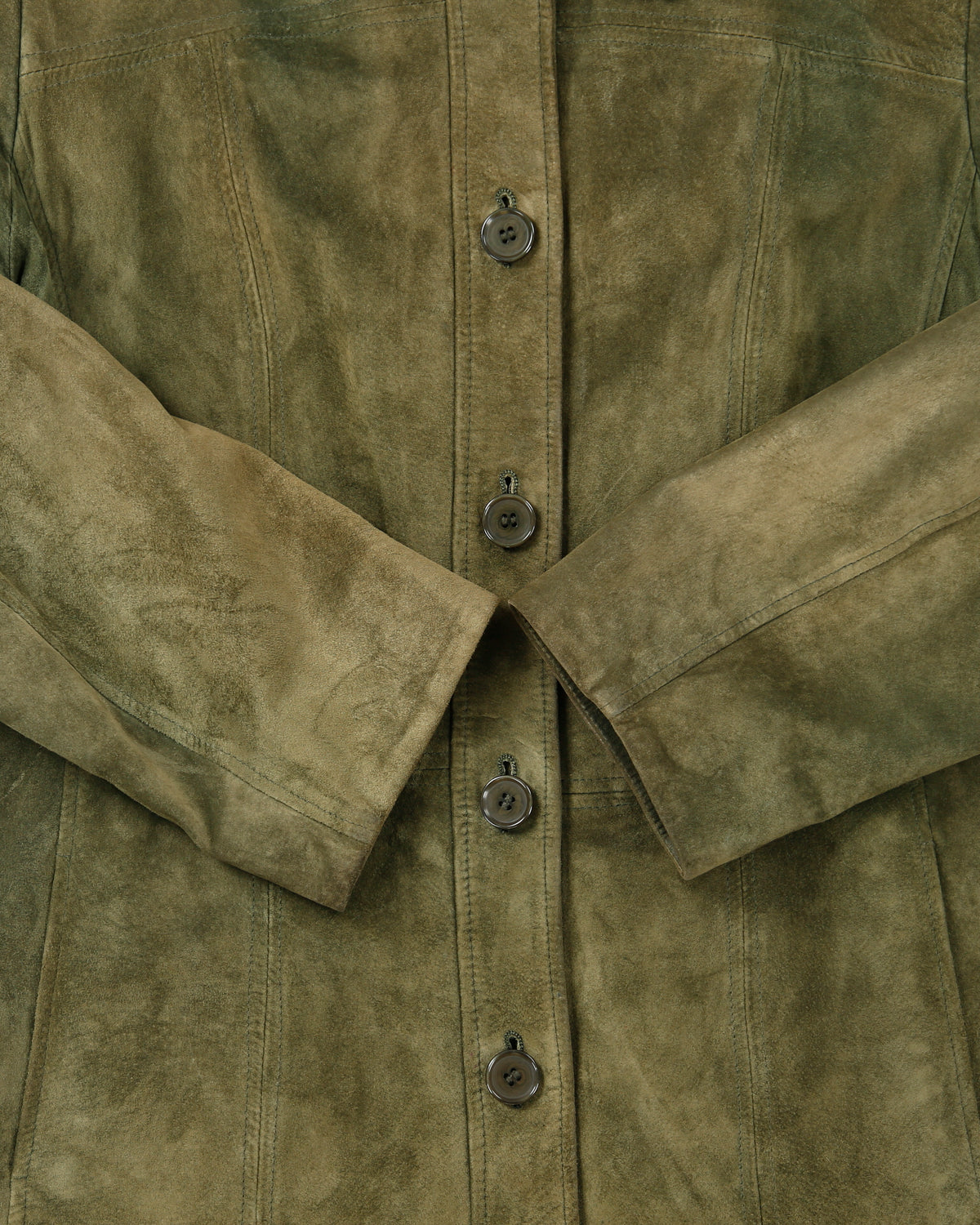 Vintage Y2K 00s Danier Women's Olive Suede Button-Up Jacket - M