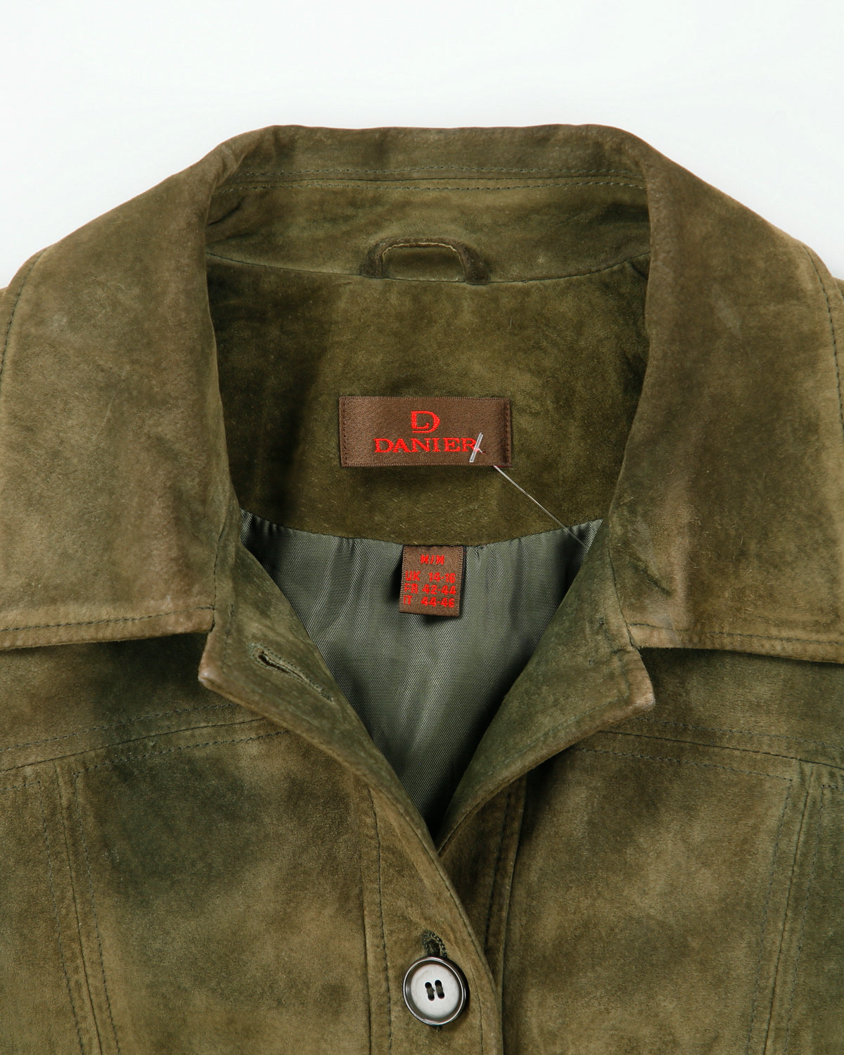 Vintage Y2K 00s Danier Women's Olive Suede Button-Up Jacket - M