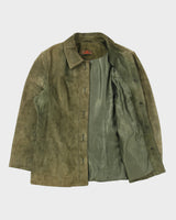 Vintage Y2K 00s Danier Women's Olive Suede Button-Up Jacket - M