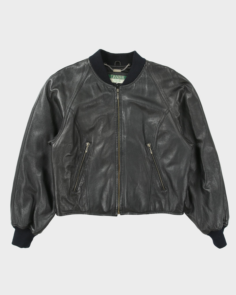 Blouson bomber court matelassé en cuir de veau pour femme Danier Sport, années 1990 - Taille L