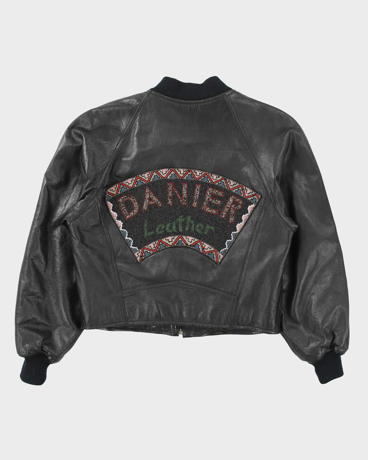 Vintage 1990s Danier Sport Women's Calfskin Leather Quilt Lined Cropped Bomber Jacket - L