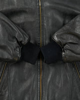 Vintage 1990s Danier Sport Women's Calfskin Leather Quilt Lined Cropped Bomber Jacket - L