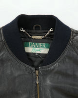 Vintage 1990s Danier Sport Women's Calfskin Leather Quilt Lined Cropped Bomber Jacket - L