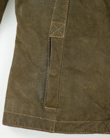 Vintage Y2K 00s Danier Women's Olive Suede Contrast Stitch Quilt Lined Faux Shearling Jacket - S
