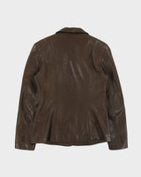 Vintage Y2K 00s Danier Women's Chocolate Calfskin Leather Made In Canada Blazer Jacket - S