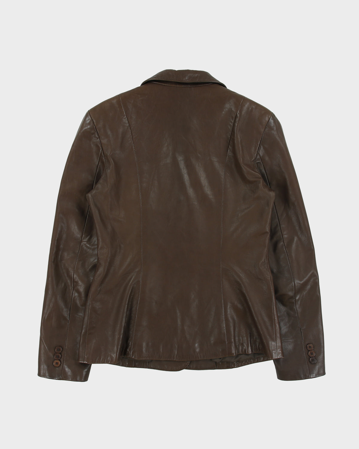 Vintage Y2K 00s Danier Women's Chocolate Calfskin Leather Made In Canada Blazer Jacket - S