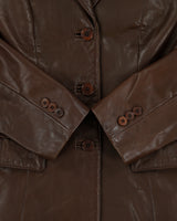 Vintage Y2K 00s Danier Women's Chocolate Calfskin Leather Made In Canada Blazer Jacket - S